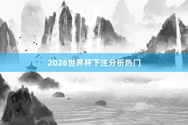 2026世界杯下注分析热门