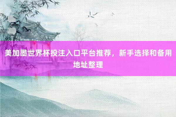 美加墨世界杯投注入口平台推荐，新手选择和备用地址整理
